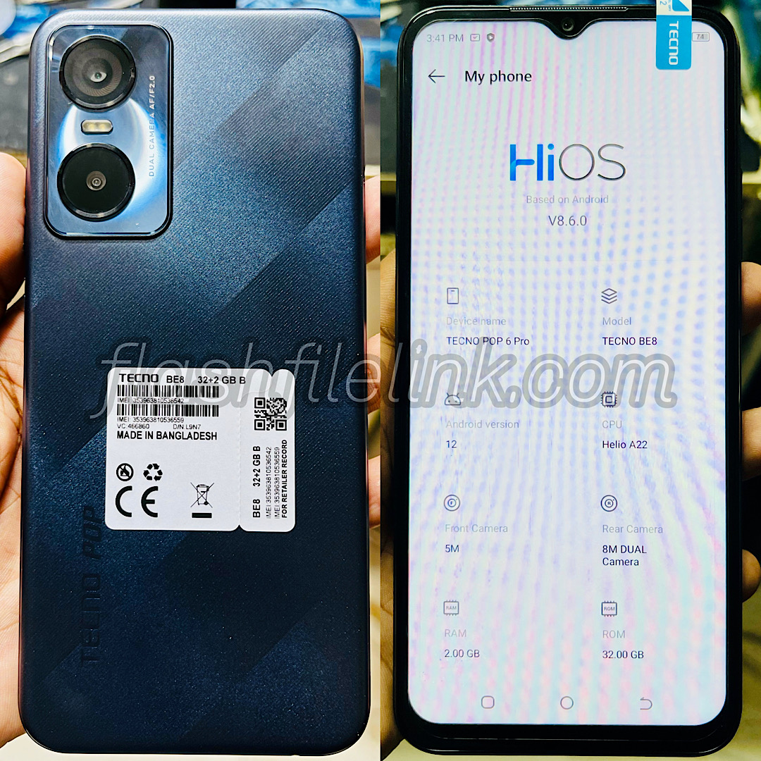 Tecno Pop 6 Pro Flash File [MTK] Hang Logo & Dead Fix Firmware