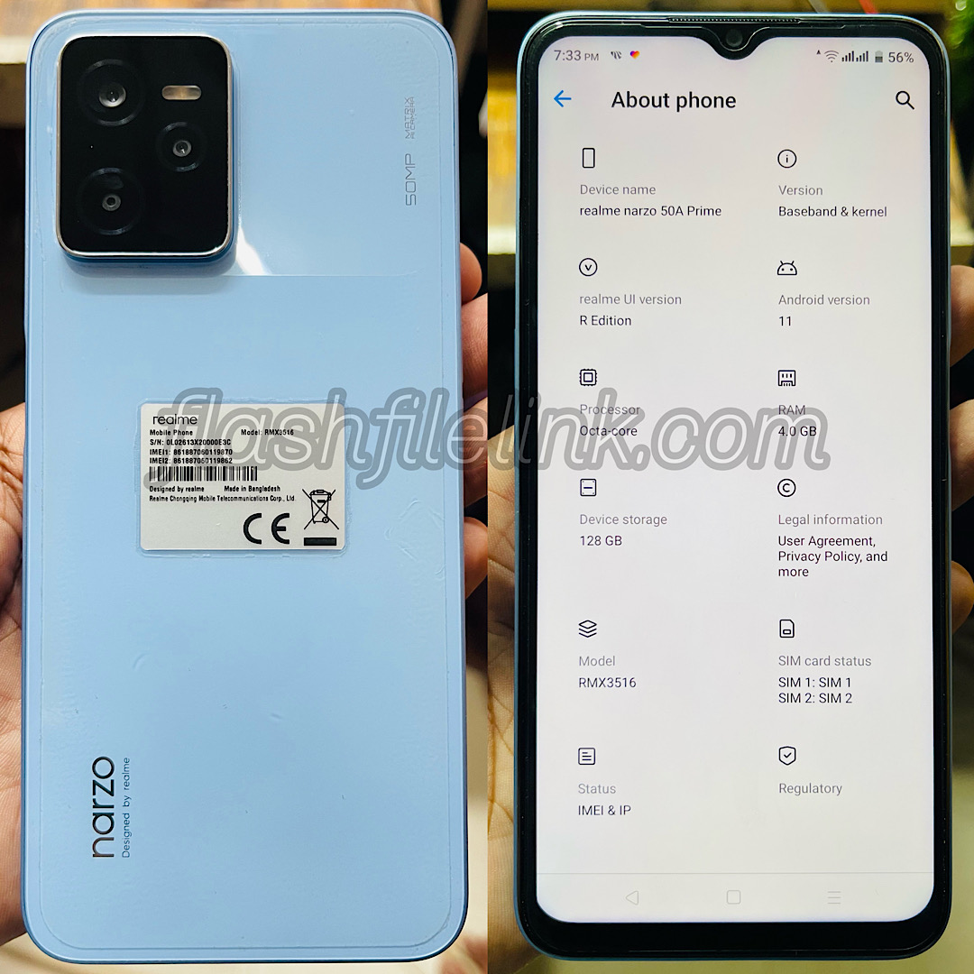 Realme Narzo 50A Prime RMX3516 Flash File Hang Logo & Dead Fix Firmware